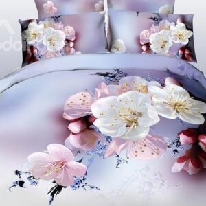 New Arrival Elegant Cherry Blossom Print Fitted Sheet