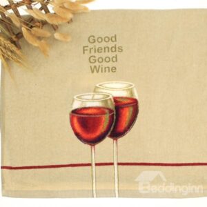 Creative Red Wine Print Soft Cotton Face Towel