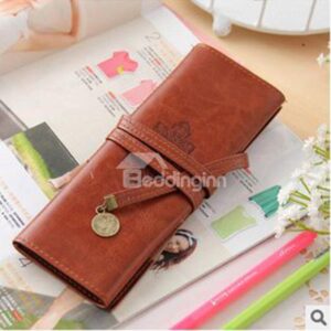Ordinary Fashion Style Retro Pattern PU Leather Pencil Bag