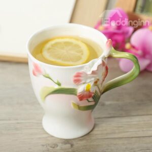 Creative Lovely 3D Iris Fleur de Lis Ceramic Versatile Coffee Mug
