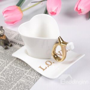 Creative Romantic 3-Color Love Heart-Shaped Coffee Cup Sets