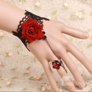 New Style Fantastic Red Rose Pattern Lace Bracelet