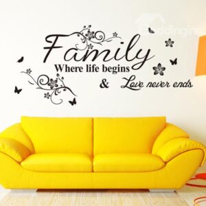 Inspiring Words and Quotes Love Never End in Family Wall Sticker