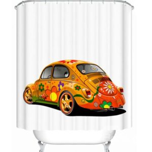 Chic Flower Yellow Car Vivid 3D Shower Curtain