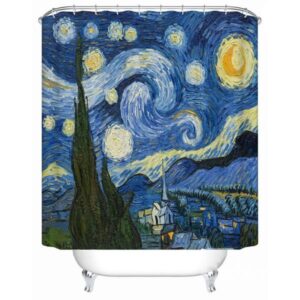 Creative Famous Starry Sky Oil Painting Shower Curtain