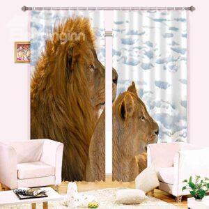 Amazing 3D Lions Energy Saving Curtain