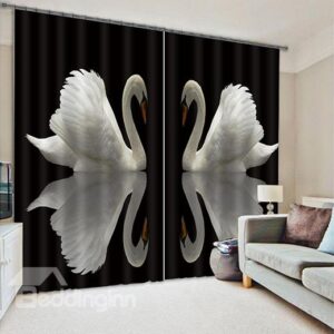 Wonderful Swan Polyester Light Blocking 3D Curtain
