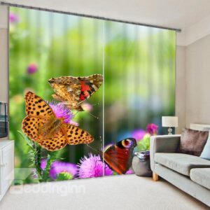 Beautiful Butterfly Polyester Light Blocking 3D Curtain