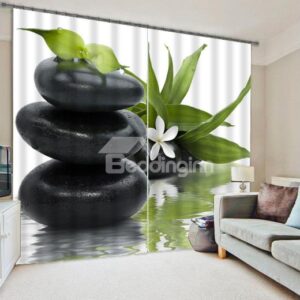 Beautiful 3D Flower Polyester Light Blocking Curtain