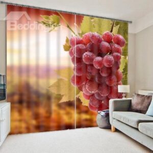 Vivid 3D Grapes Polyester Light Blocking Curtain
