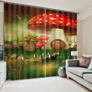 Wonderful Mushroom Polyester 3D Blackout Curtain