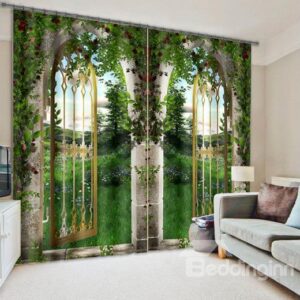 Natural Scenery Print Light Blocking 3D Curtain