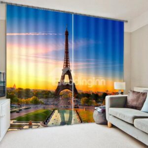 3D Tower Print Blackout Living Room&Bedroom Curtain