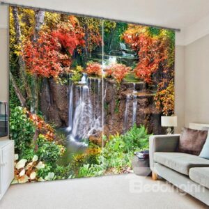 3D Water Flow Print Living Room&Bedroom Curtain