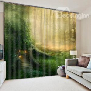 Forest Cabin Living Room&Bedroom 3D Blackout Curtain