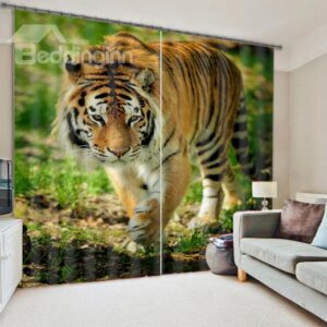 3D Walking Tiger Living Room&Bedroom Blackout Curtain