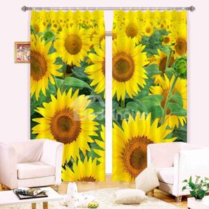 Amazing 3D Sunflower Polyester Light Blocking Curtain