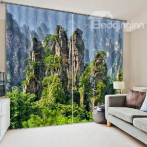 Green Mountains Scenery Print 3D Blackout Curtain