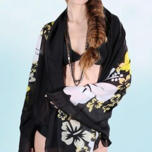Splendid Flower Print Chiffon Beach Cover Ups