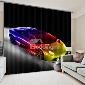 Fashion Sports Car Print 3D Blackout Curtain