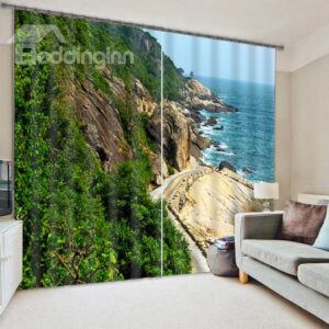 Seaside Scenery Print 3D Blackout Curtain