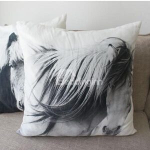 Super Fluffy Cool Horse Printing Cotton Throw Pillow