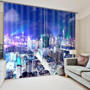 City Night Scenery Print Room Darkening 3D Curtain