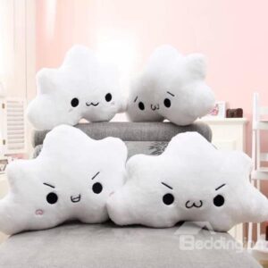 Cute Cloud Shape Expression Design Cotton 4-Piece Throw Pillows