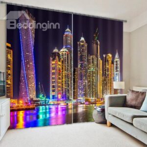 Wonderful City Night Scene Room Darkening 3D Curtain