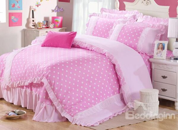 Polka Dots Pattern 4 Piece Organic Cotton Duvet Cover Sets