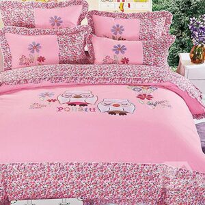 Lovely Owls Print Kids 3-Piece Organic Cotton Duvet Cover Sets