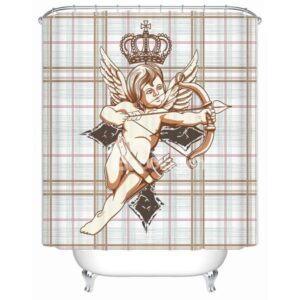 Lovely Salable Cupid Grilled Waterproof Shower Curtians