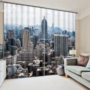 City Skycrapers Print Light Blocking 3D Curtain