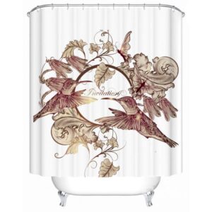 European Style Flowers and Birds Shower Curtain