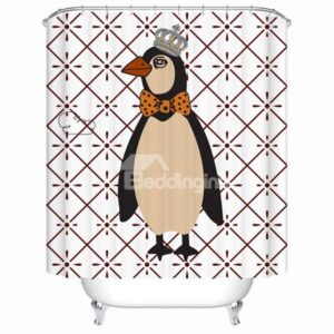Cute the Penguin King Print Shower Curtain