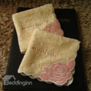 Noble Embroidery Patch Yellow Cozy Cotton Towels