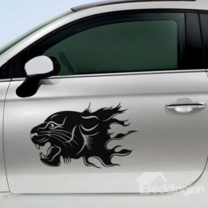 Wrathful Look of Tiger with Fire Car Sticker