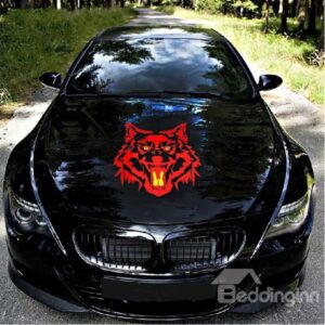 Red Fierce Wolf Head Printing Car Sticker