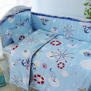 Navy Style 10-piece Organic Cotton Baby Crib Bedding Set