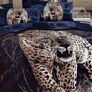 Feral Leopard Printing 4-Piece Cotton Duvet Cover Sets