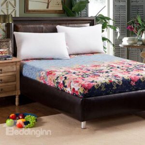 Well-made Flowers Printing Elastic Band Design Super Cozy Fitted Sheet