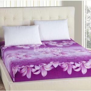 Graceful Purple Lily Elastic Cord Design Fitted Sheet