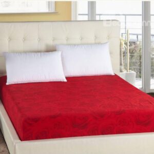 Super Comfy Rose Printing Red Fitted Sheet