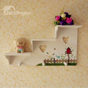 Beautiful Pastoral Ladder-Shaped Versatile Wall Shelf with Hook
