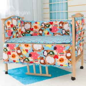 Happy Animals Party 6-Piece Organic Cotton Crib Bedding Set