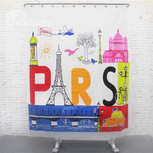 Unique Paris Travel Print EVA Shower Curtain