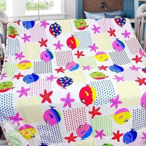 Flowers and Fishes Pattern Bright Color Baby Quilt