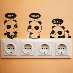 Super Cute Little Pandas 1-Set Switch Lights Removable Wall Sticker