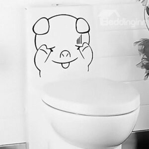 Super Cute Little Shy Piglet Water-Proof Bathroom Wall Sticker