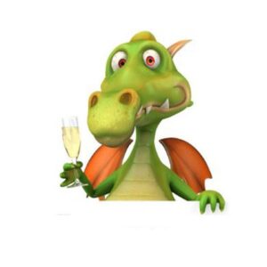 Adorable Dinosaur Drinking Champagne Car Sticker